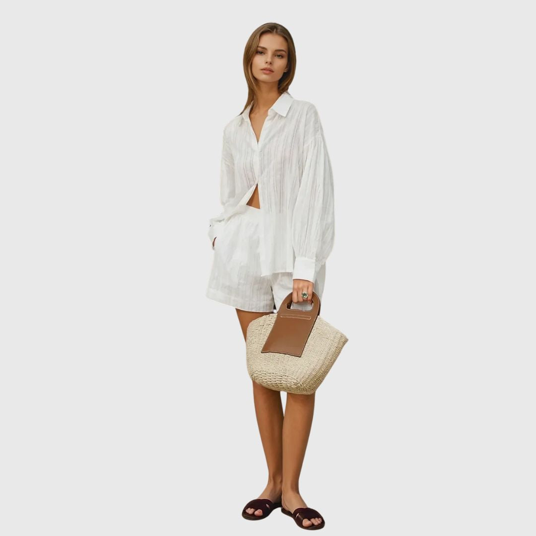 Anne | Two-Tone Straw Bag